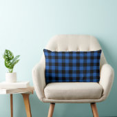 Zwart en blauw geruit buffelpatroon kussen (Stoel)