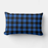 Zwart en blauw geruit buffelpatroon kussen (Voorkant)