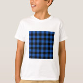 Zwart en blauw geruit buffelpatroon t-shirt (Voorkant)