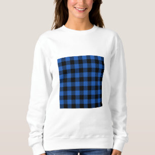 Zwart en blauw geruit buffelpatroon trui