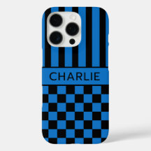 Zwart en Blauw Geruit Gestreept Gepersonaliseerd