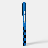 Zwart en Blauw Geruit Gestreept Gepersonaliseerd Case-Mate iPhone Case (Achterkant / Links)