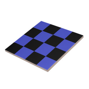 Zwart en Blauw Geruit Keramisch Tegeltje