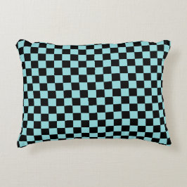 Zwart en blauw geruit patroon Worp kussen