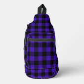 Zwart en Blauw Geruit Sling Bag (Voorkant)
