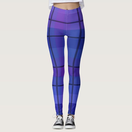 Zwart en blauw geruite Leggings (Voorkant)