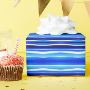 Zwart en blauw geschilderde strepen cadeaupapier