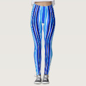 Zwart en blauw geschilderde strepen leggings (Voorkant)
