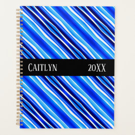 Zwart en blauw geschilderde strepen planner