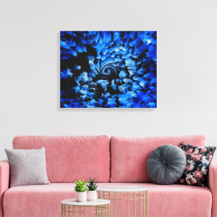 Zwart en blauw glazen abstract canvasprint canvas afdruk