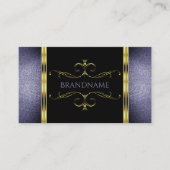 Zwart en blauw Glitter Gold Border Decor Visitekaartje (Voorkant)