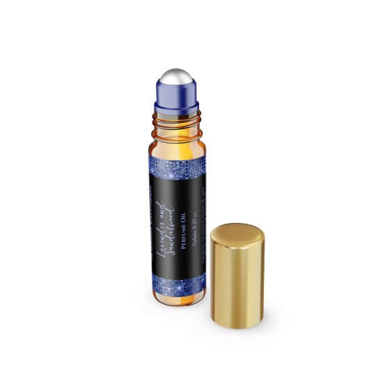 Zwart en Blauw Glitter Parfum Roller Flessenetiket Waterfles Etiket