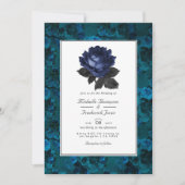 Zwart en Blauw Gotische Bloemencode met QR Code RS Kaart (Voorkant)