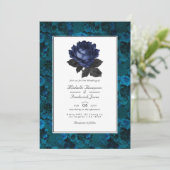 Zwart en Blauw Gotische Bloemencode met QR Code RS Kaart (Staand voorkant)