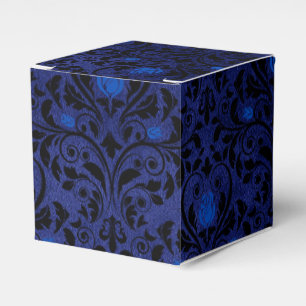 Zwart en Blauw Gotische Roos Damast Bedankdoosjes