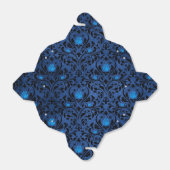 Zwart en Blauw Gotische Rozen Damask Bedankdoosjes (Uitgevouwen)
