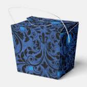 Zwart en Blauw Gotische Rozen Damask Bedankdoosjes (Achterkant)