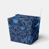 Zwart en Blauw Gotische Rozen Damask Bedankdoosjes (Voorkant Zijde)