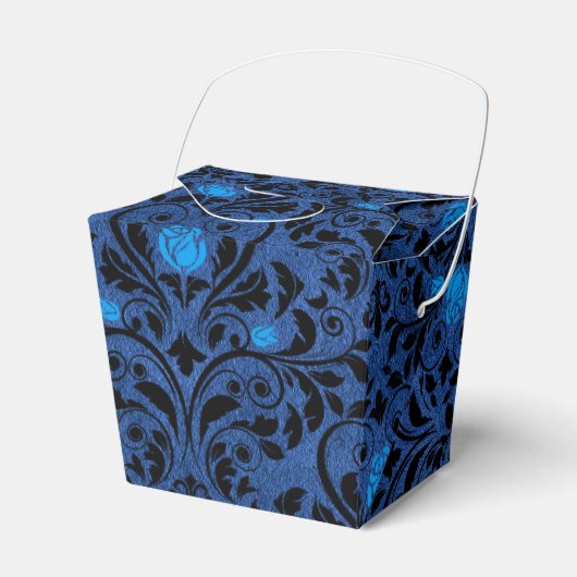 Zwart en Blauw Gotische Rozen Damask Bedankdoosjes (Voorkant Zijde)