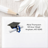 Zwart en blauw graduatiemap en Tassel-adres Etiket (Insitu)