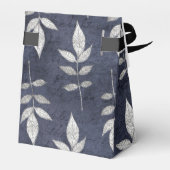 Zwart en Blauw  Grunge Bladeren Bedankdoosjes (Achterkant)