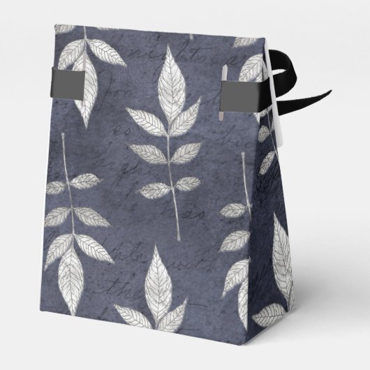 Zwart en Blauw  Grunge Bladeren Bedankdoosjes (Achterkant)