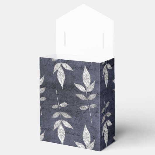 Zwart en Blauw  Grunge Bladeren Bedankdoosjes (Geopend)