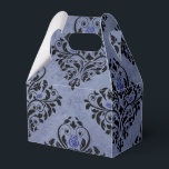 Zwart en Blauw  Grunge Bloemen Damast Bedankdoosjes<br><div class="desc">damast gunst box met accenten van zwart en blauw.</div>