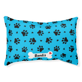 Zwart en blauw handschilderingspatroon hondenbed