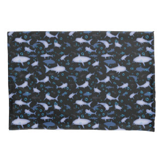 Zwart en Blauw Herhalend Motief | Haaienpatroon Kussensloop