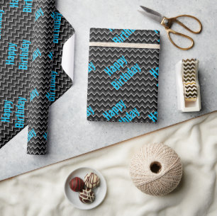 Zwart en Blauw Jongens Verjaardag Cadeau Inpakpapi Cadeaupapier