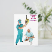 Zwart en blauw kruisje briefkaart (Staand voorkant)