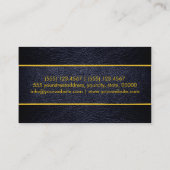 Zwart en Blauw Leer Visitekaartje (Achterkant)