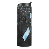 Zwart en blauw lint je weet nooit hoe sterk thermosbeker (Gedraaid links)