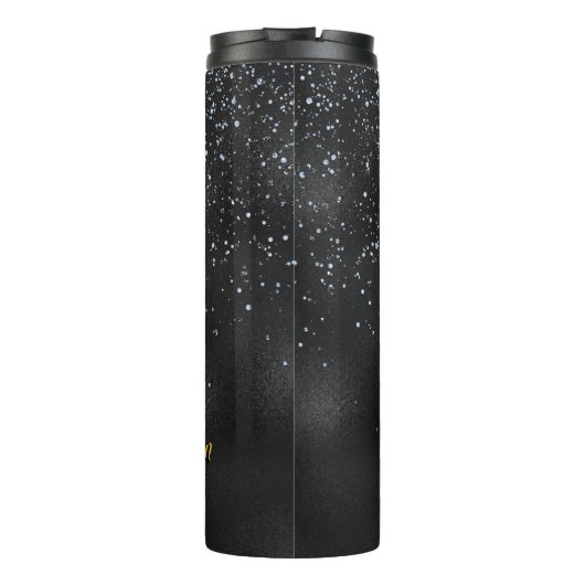 Zwart en blauw lint je weet nooit hoe sterk thermosbeker (Achterkant)