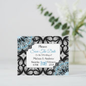 Zwart en blauw Mandala Weddenschap Opslaan Datum Aankondigingskaart (Staand voorkant)