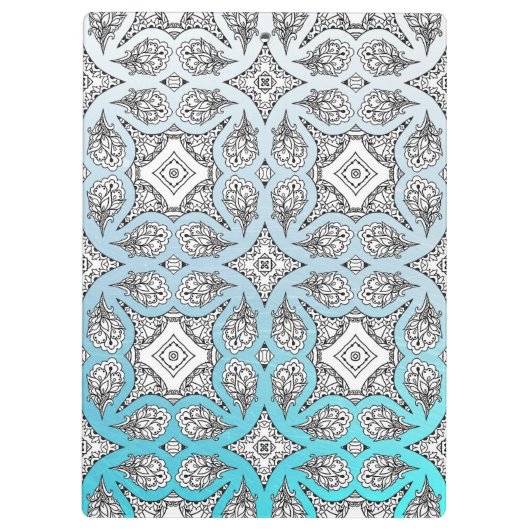 Zwart en blauw Mandala Zen Persoonlijk Klembord (Achterkant)