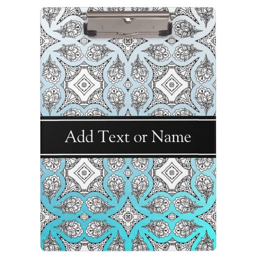 Zwart en blauw Mandala Zen Persoonlijk Klembord (Voorkant)