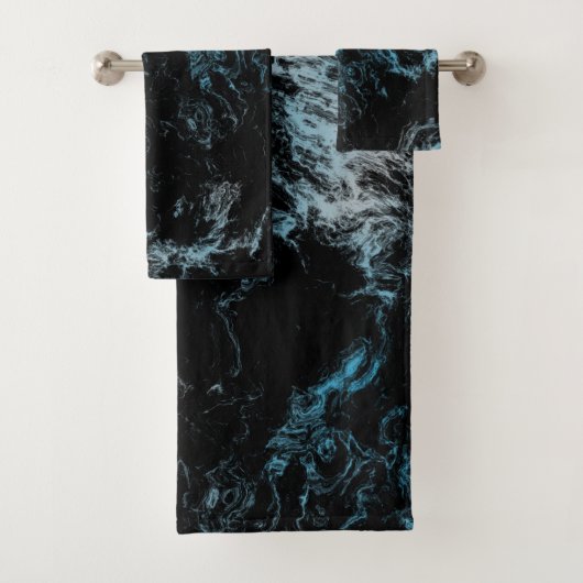 zwart en blauw Marmer abstract Bad Handdoek (Insitu)