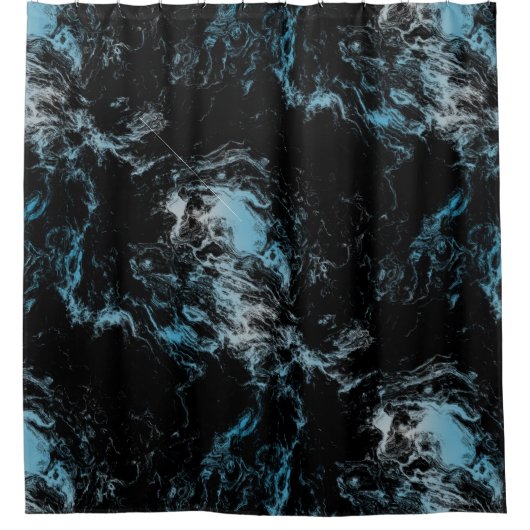 zwart en blauw Marmer abstract Douchegordijn (Voorkant)