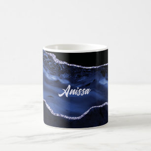 Zwart en blauw marmer koffiemok