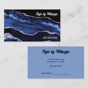 Zwart en Blauw Marmer Stijl Haar Nagels Schoonheid Visitekaartje