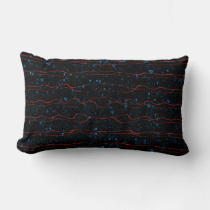 Zwart en blauw met witte rode lijnen kussen