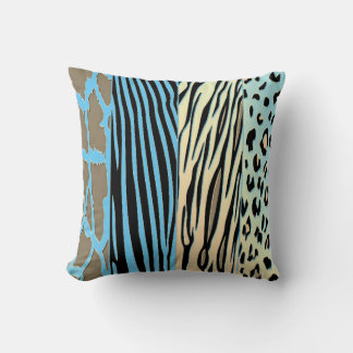 Zwart en blauw, met Zebra strepe Pillow bedrukt Kussen