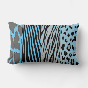Zwart en blauw, met Zebra strepe Pillow bedrukt Kussen