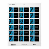 Zwart en blauw modern zebra patroon etiket (Full Sheet)