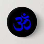 Zwart en Blauw Om-symbool Ronde Button 5,7 Cm (Voorkant)