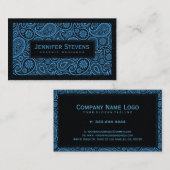 Zwart en blauw Paisley Visitekaartje (Voorkant / Achterkant)
