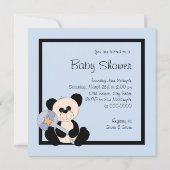 Zwart en blauw Panda Baby shower Kaart (Achterkant)