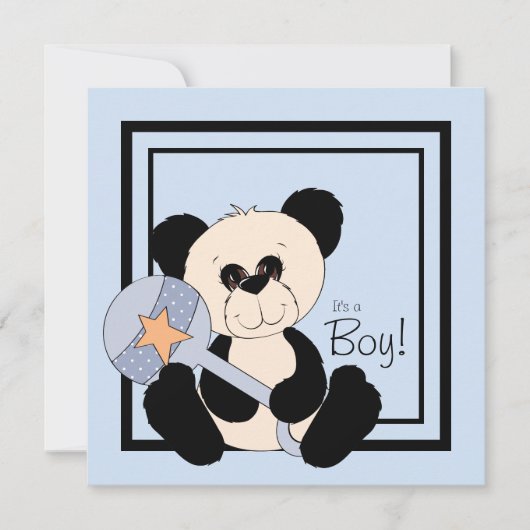 Zwart en blauw Panda Baby shower Kaart (Voorkant)